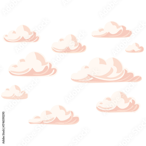 Watercolor cloud illustration vector design fluffy sky cloudscape element