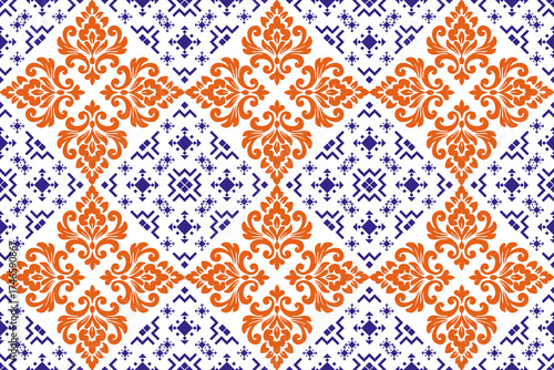 Damask seamless pattern wallpaper seamless texture vector decoration design ornament illustration floral art paper fabric ornament retro style backdrop textile

