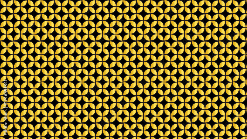 Golden Geometric Pattern Background With Repeating Circular Motifs For Luxury Design In Black Backdrop