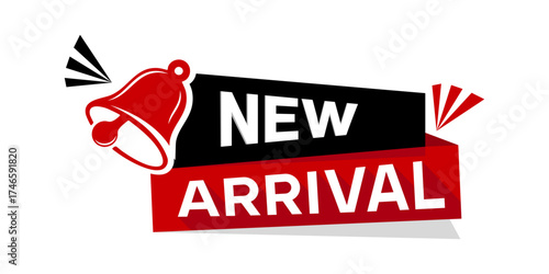 New Arrival Promotional Banner Label Design Red Black White