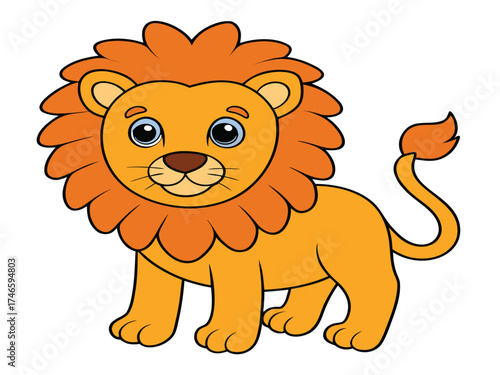 Vector art of cute cartoon lion standing and smiling nicely