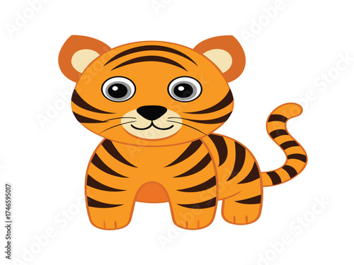 Vector art of cute cartoon tiger standing and smiling nicely
