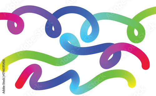 Vector art of colorful intertwined ribbons create a playful design
