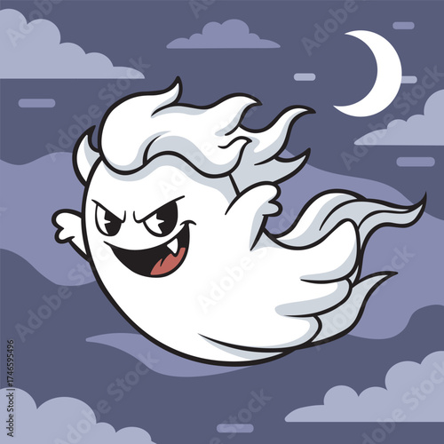 Midnight Ghost Cute Vector Illustration