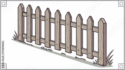 Wooden picket fence illustration garden fence design cartoon style home fence clipart rustic fence backyard fence simple fence wood fence graphic fence isolated picket fence graphic fen.