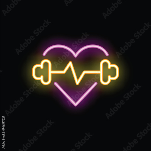 Glowing neon sign showing the importance of physical activity for a healthy heart