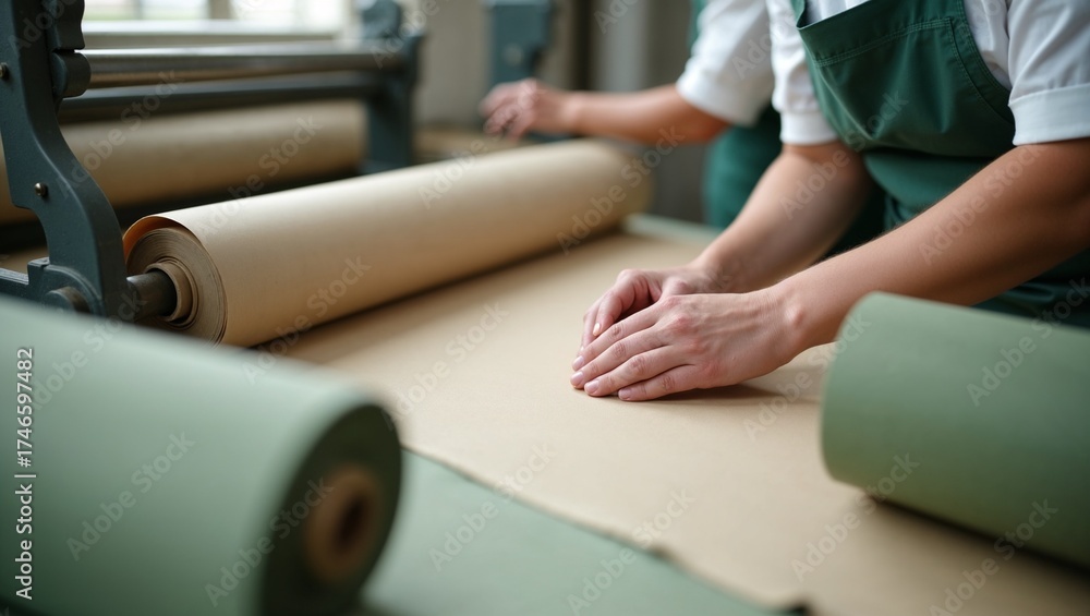 Obraz premium Eco packaging production in sustainable textile factory