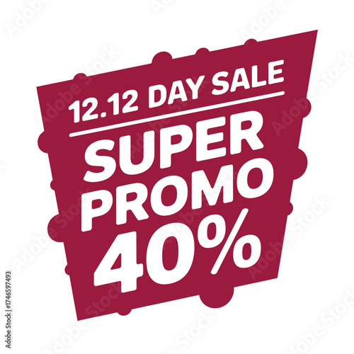 1212 day sale super promo 40 off isolated on white background great for promotion, marketing, and advertising needs