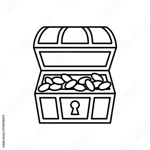 Treasure chest and large amount of coins icon