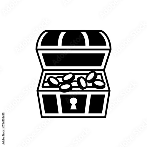 Treasure chest and large amount of coins icon