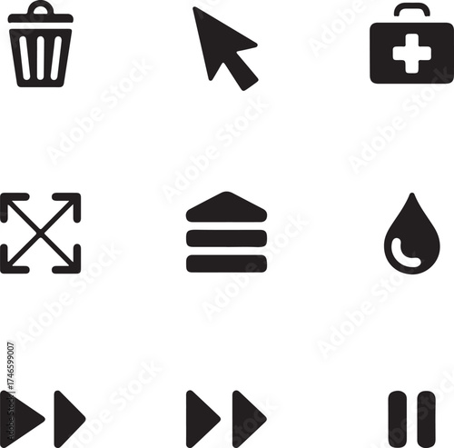 A collection of diverse interface icons for multipurpose use and design.