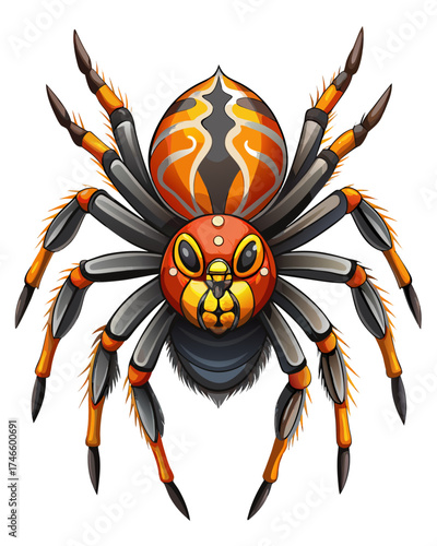 Spider, real print Style, white background
