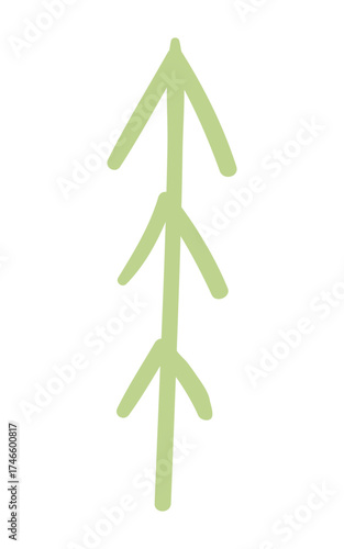 Fir, pine, spruce, conifer tree simple doodle isolated on transparent. Hand drawn flat vector illustration. Traditional holiday, Xmas, New Year, seasonal design element, clip art