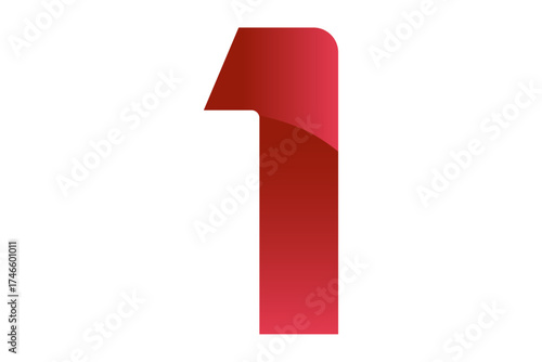 1 number red gradient logo design