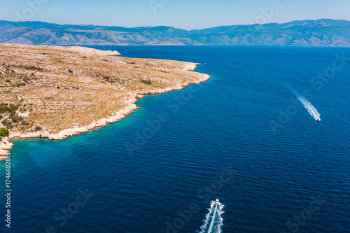 Beautiful aerial landscape from a drone on the Croatian island of Krk. Croatian landscape.