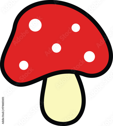 Wa colorful icon of a red mushroom
