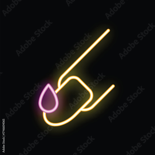 Neon sign illustrating a beautician applying a drop of nail polish on a fingernail