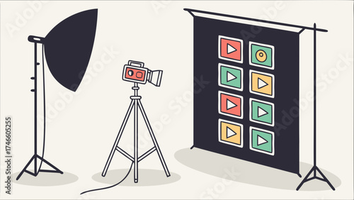 Film Production Equipment Illustration.