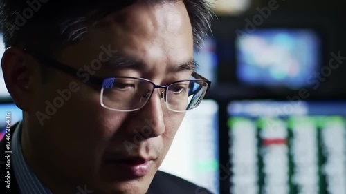 Businessman analyzing data