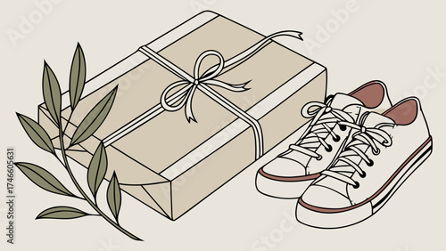 Gift and Sneakers Illustration.