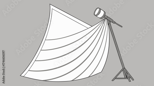 A Photography Lighting Set with Reflector and Sturdy Tripod Vector Illustration.