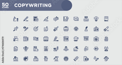 Copy Writing Clean Editable Icons Collection for Universal Graphic Projects