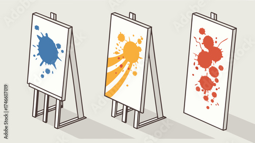 Art Easel with Abstract Splashes.