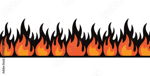 Burning flame border vector design for danger, energy, and heat effect graphic illustration