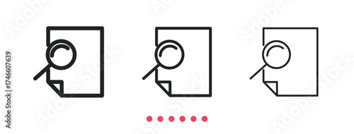 Paper search icon. Thin line icon vector