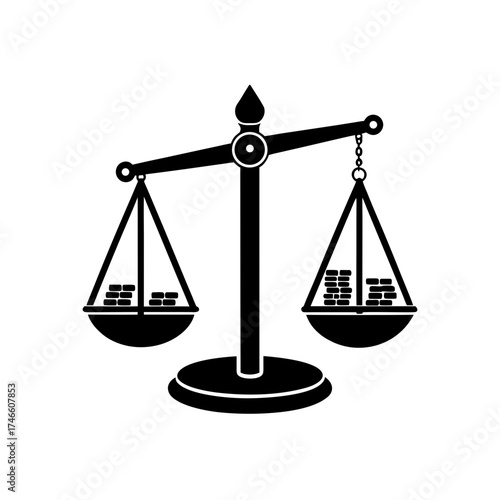 Balance scale with brick stacks
