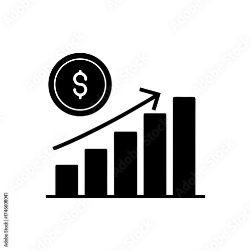 Financial growth chart with coin