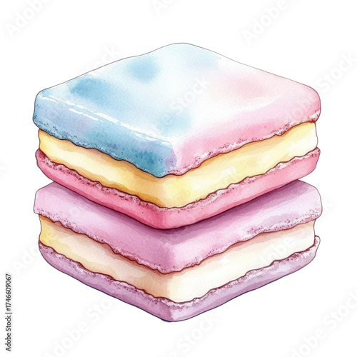 Stack of pastel squares on transparent background