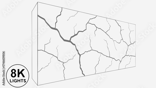 Cracked wall texture monochrome abstract background design element.