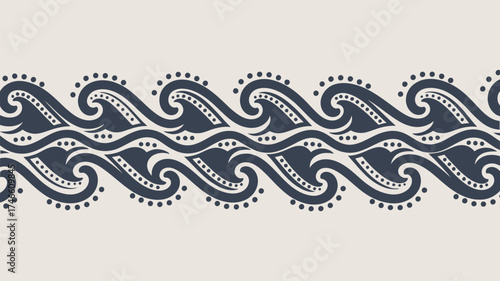 Elegant navy blue wave pattern for borders, invitations, and coastal designs brings a calming ocean vibe to any creative project beautifully