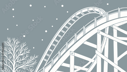 Roller Coaster in Winter Illustration.