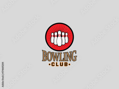  Bowling logo design vector template 