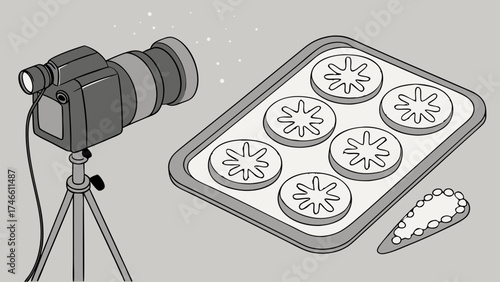 Food Photography Setup Flat Lay Illustration.