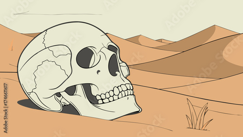 Skull in Desert Landscape.