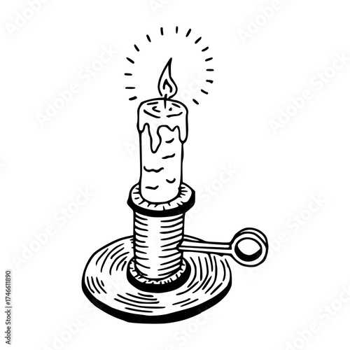 retro doodle icon of an old-fashioned candlestick