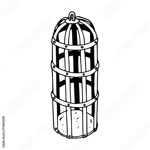 medieval iron cage outline design