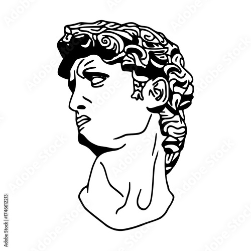 David statue head line art vector illustration