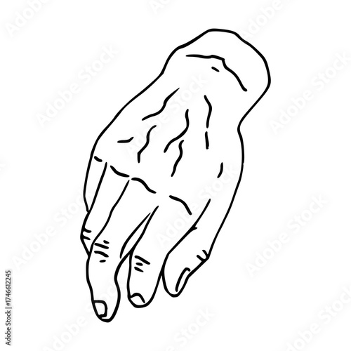 hand gesture line art: gently cupped or relaxed palm