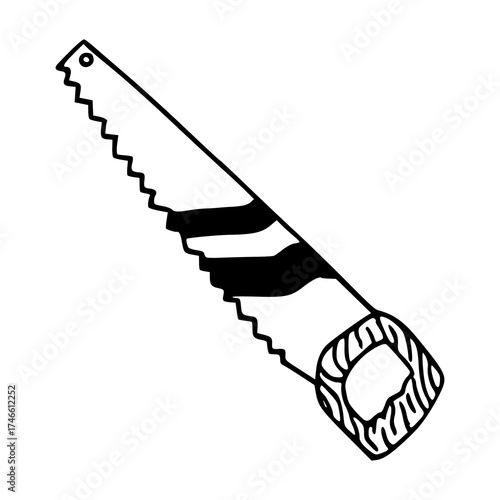 simple line art of a carpentry hand saw