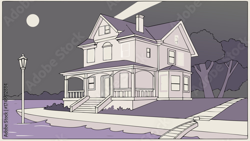 House Silhouette at Night.