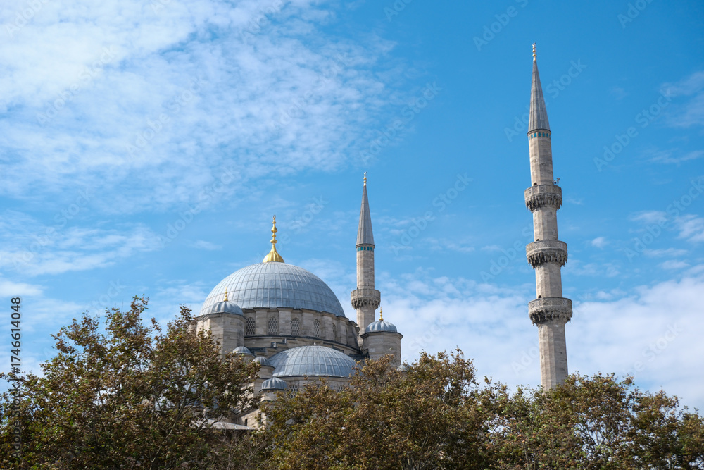 Obraz premium The Rustem Pasa Camii or Suleymaniye mosque on the bank of the Horn region of Istanbul.