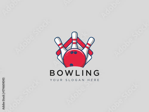  Bowling logo design vector template 