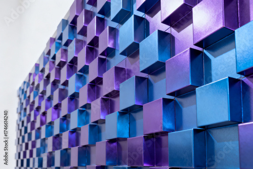 Colorful geometric cube wall art