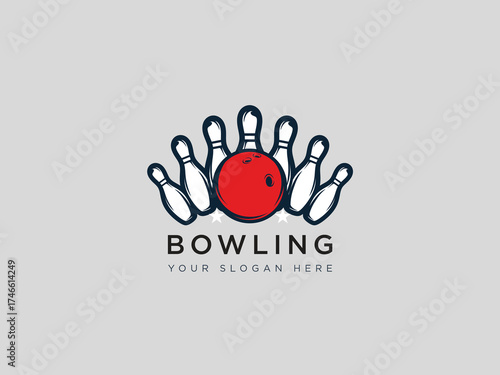  Bowling logo design vector template 