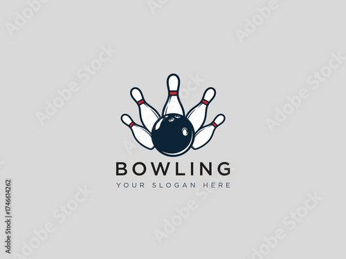  Bowling logo design vector template 