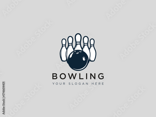  Bowling logo design vector template 